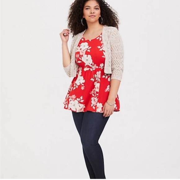 Torrid Size 4 Floral Babydoll Tank Womens Size 
Blood Orange Challis But… - Picture 1 of 16